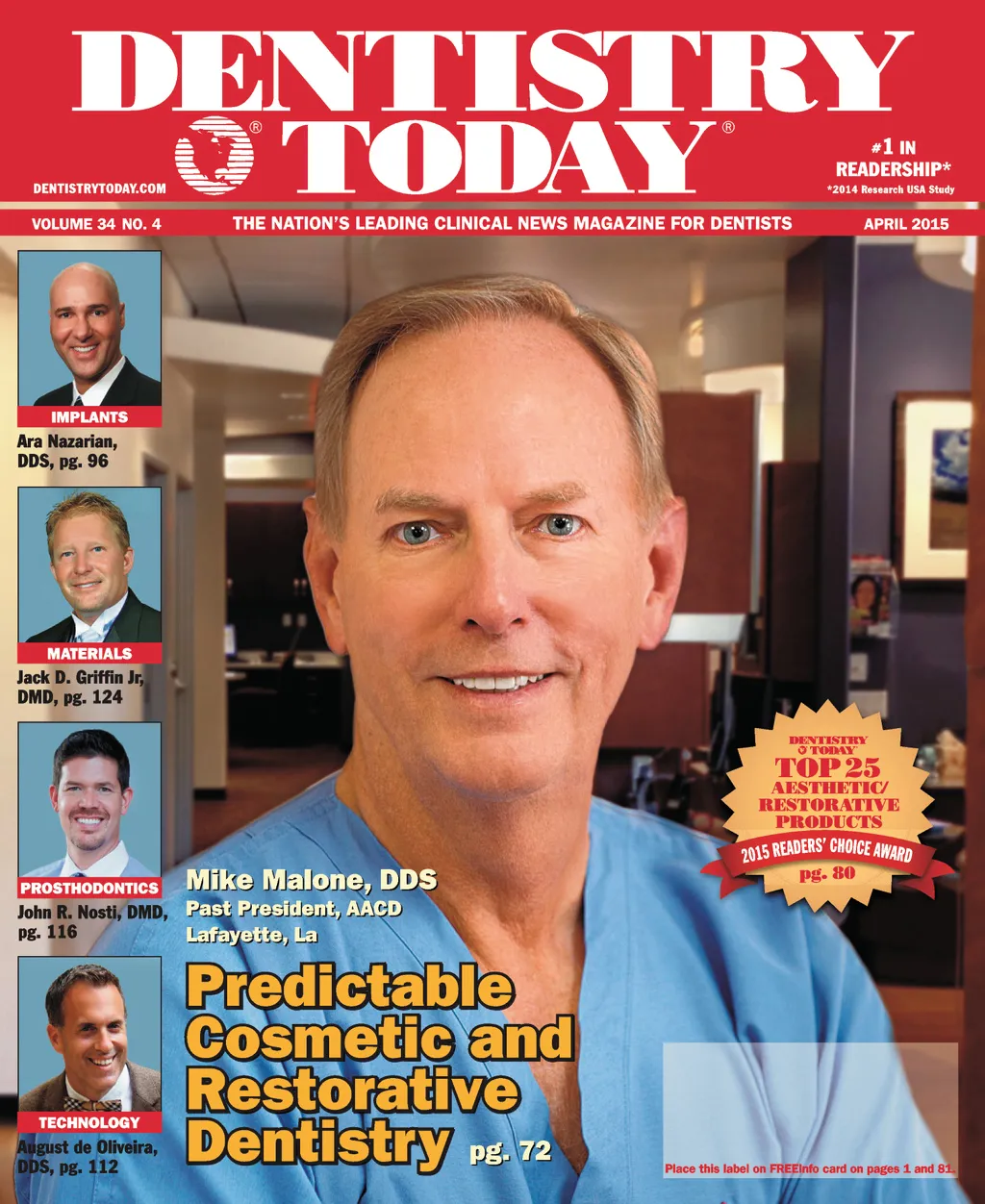 Dentistry Today — April 2015 cover