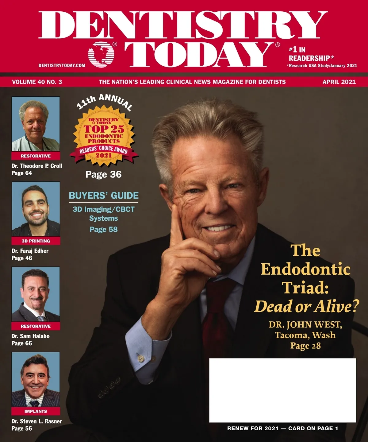 Dentistry Today — April 2021 cover