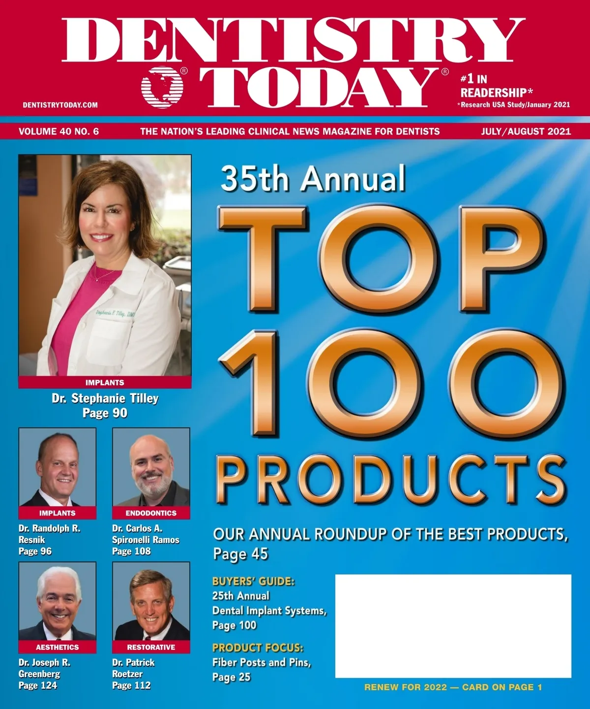 Dentistry Today — July/August 2021 cover